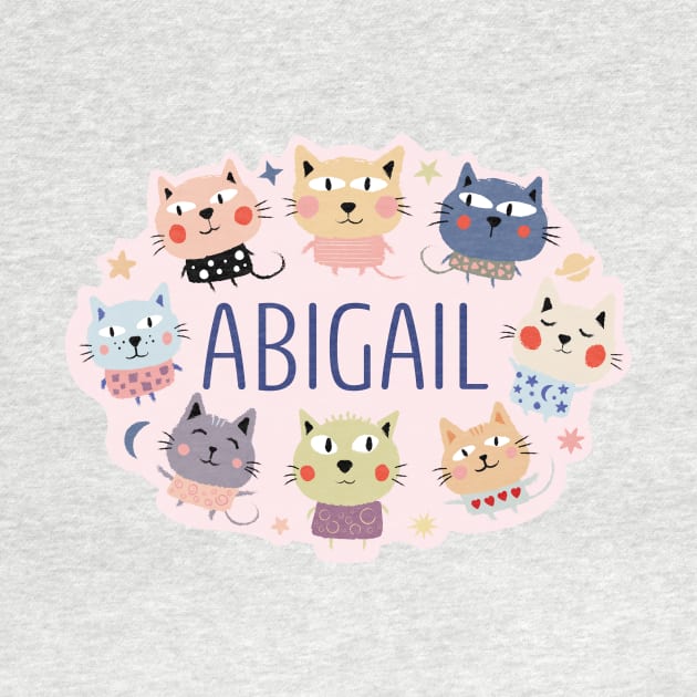 Abigail name with cartoon cats by WildMeART